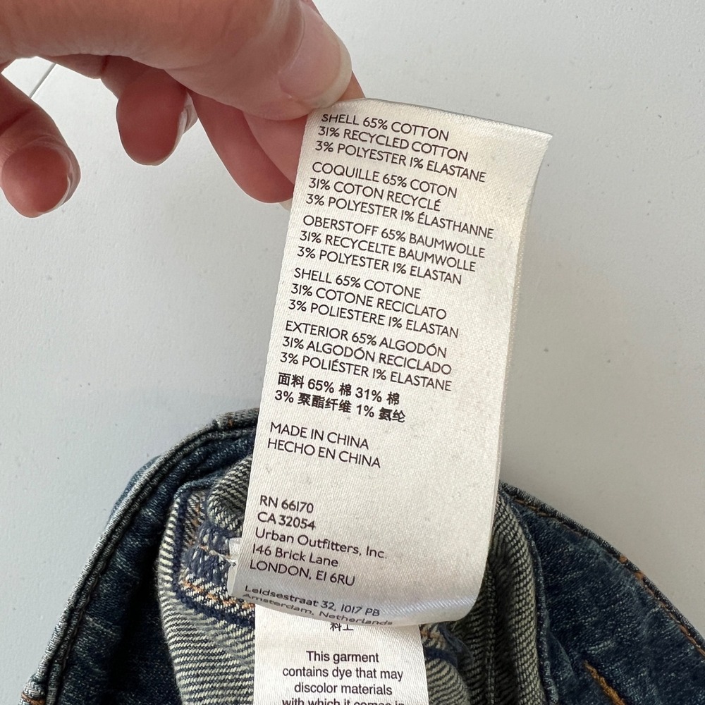 Anthropologie Pilcro The Wanderer Carpenter Jeans Blue Patchwork Utility Size 26 - Picture 12 of 13